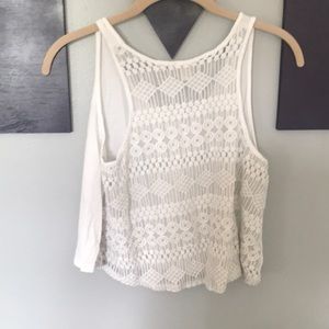 White lace back crop top
